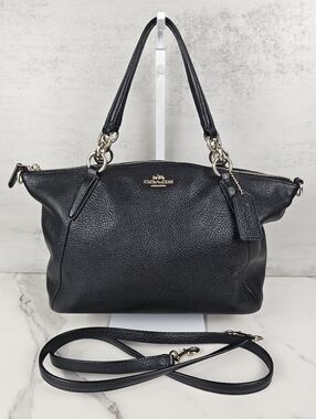 Coach Kelsey Black Pebbled Leather Satchel/Crossbody